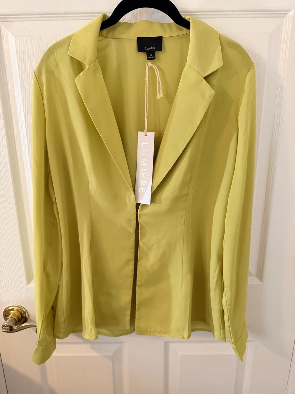 Lumiere Lime Satin Single-Button Blazer